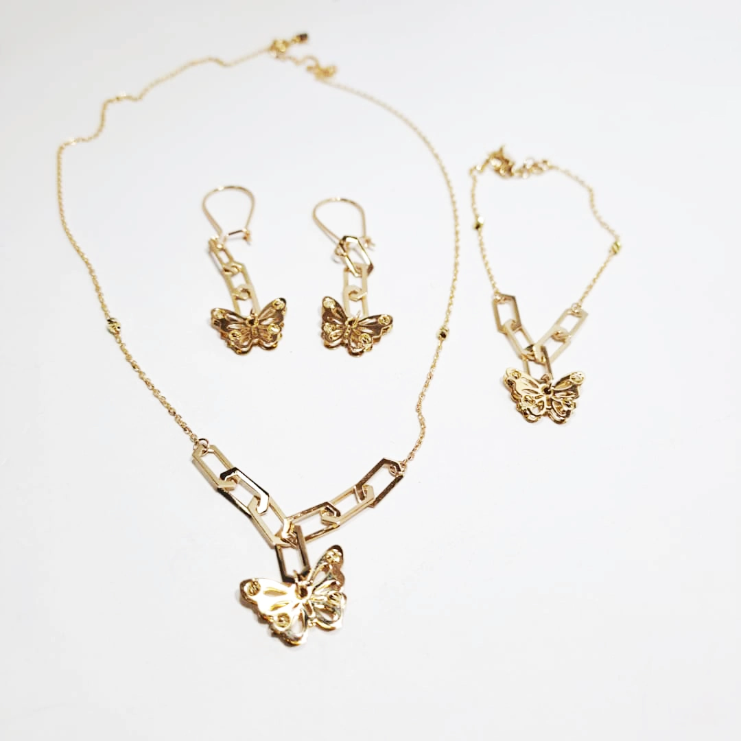 نیم ست طلا دوبل پروانه ی نگین