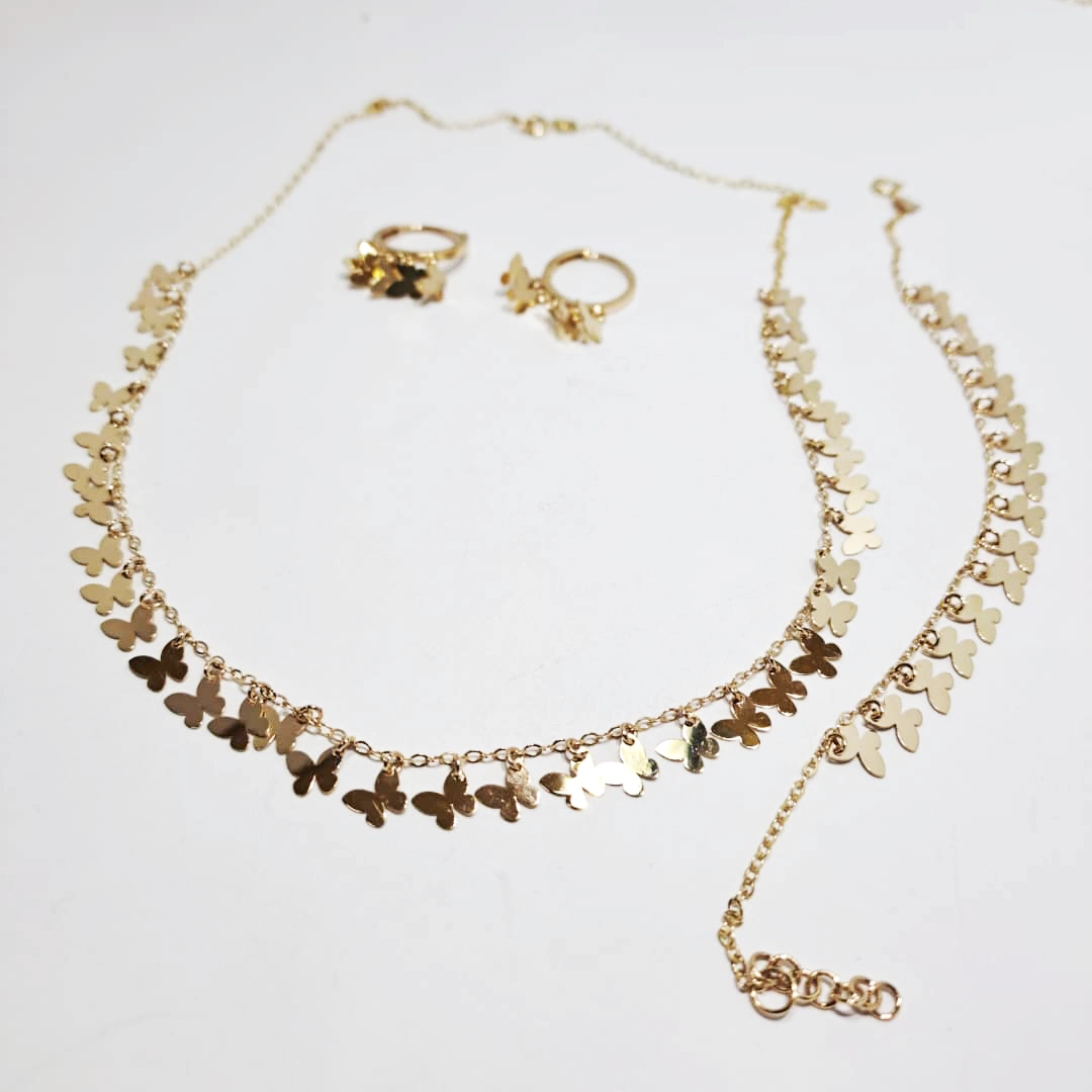 نیم ست طلا پروانه در باد