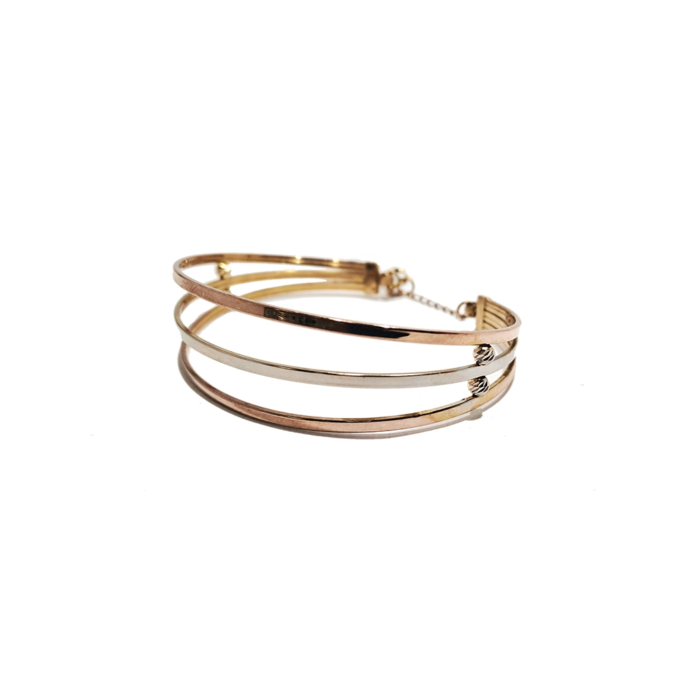 دستبند طلا سه ردیف رزگلد و سفید بهناز