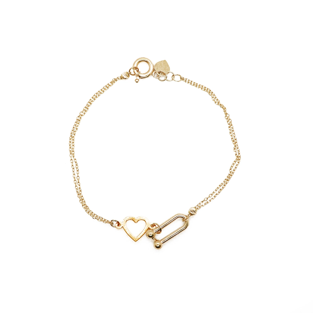 دستبند طلا سری ترکیبی طرح تیفانی دل