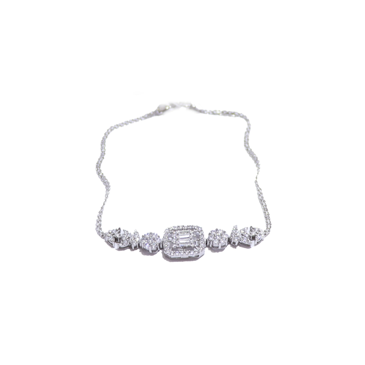 دستبند طلا طرح جواهر سفید