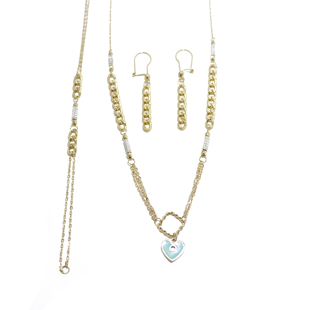 نیم ست طلای فانتزی نسیم طرح قلب آبی